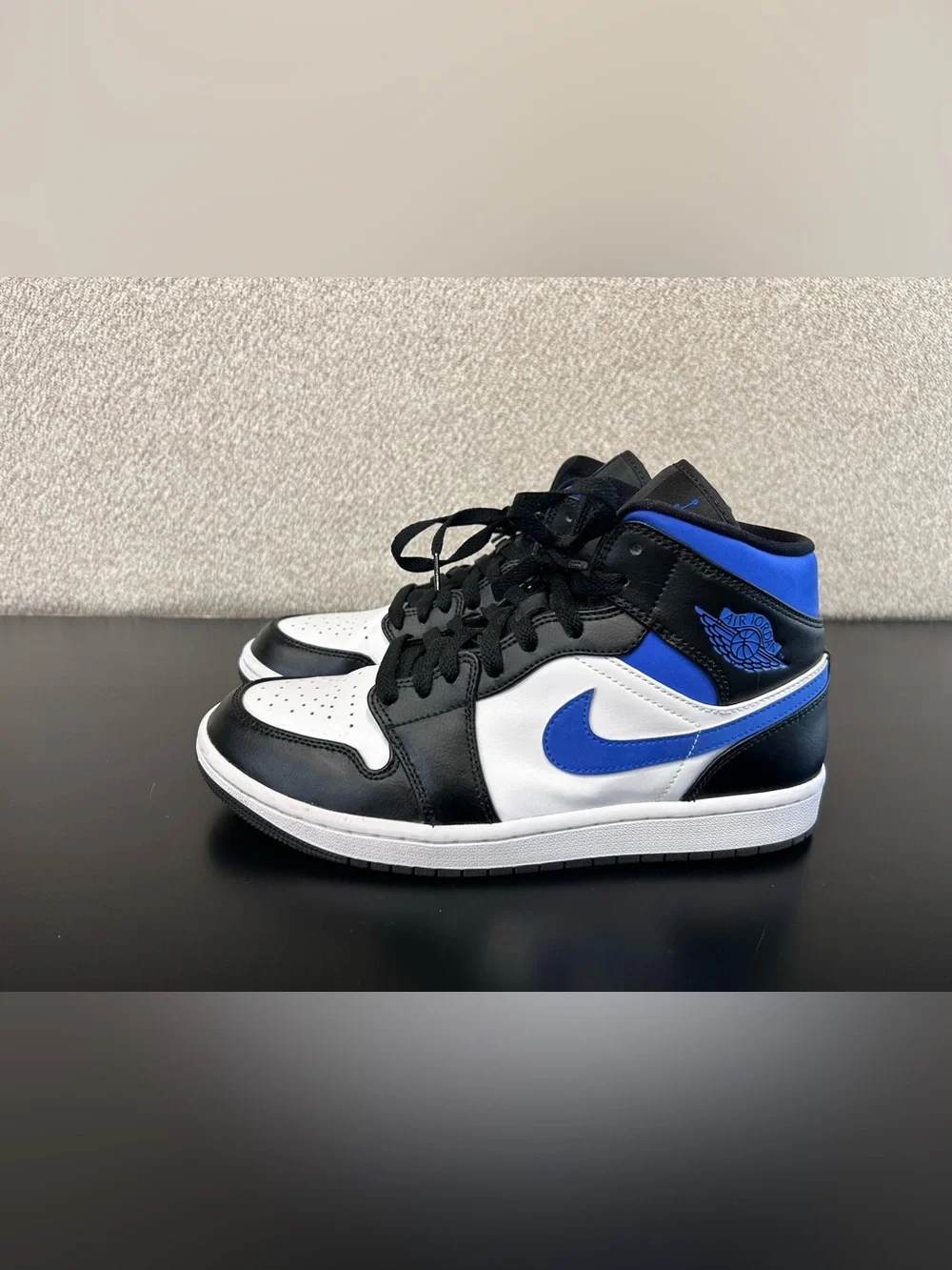 Used Jordan Men's Mid Sneakers - Black/White/Racer Blue